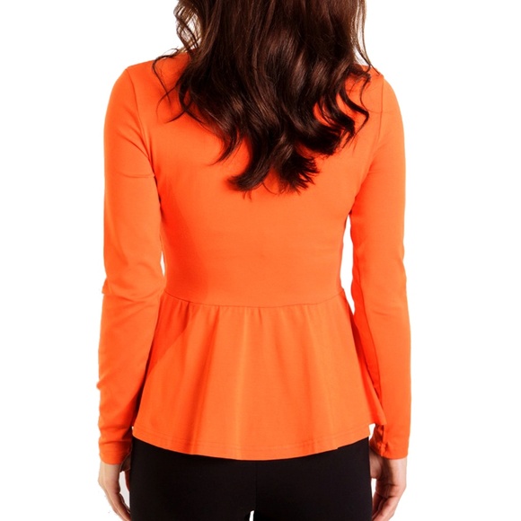 WORK PEPLUM BLOUSE LONG SLEEVE EUROPEAN M L - Picture 2 of 3